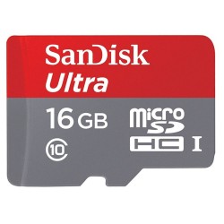 SanDisk Class10 80mb/s Ultra MicroSDHC UHS-I Memory Card - 16GB (Item No: SDSQUNC016GGN6M)